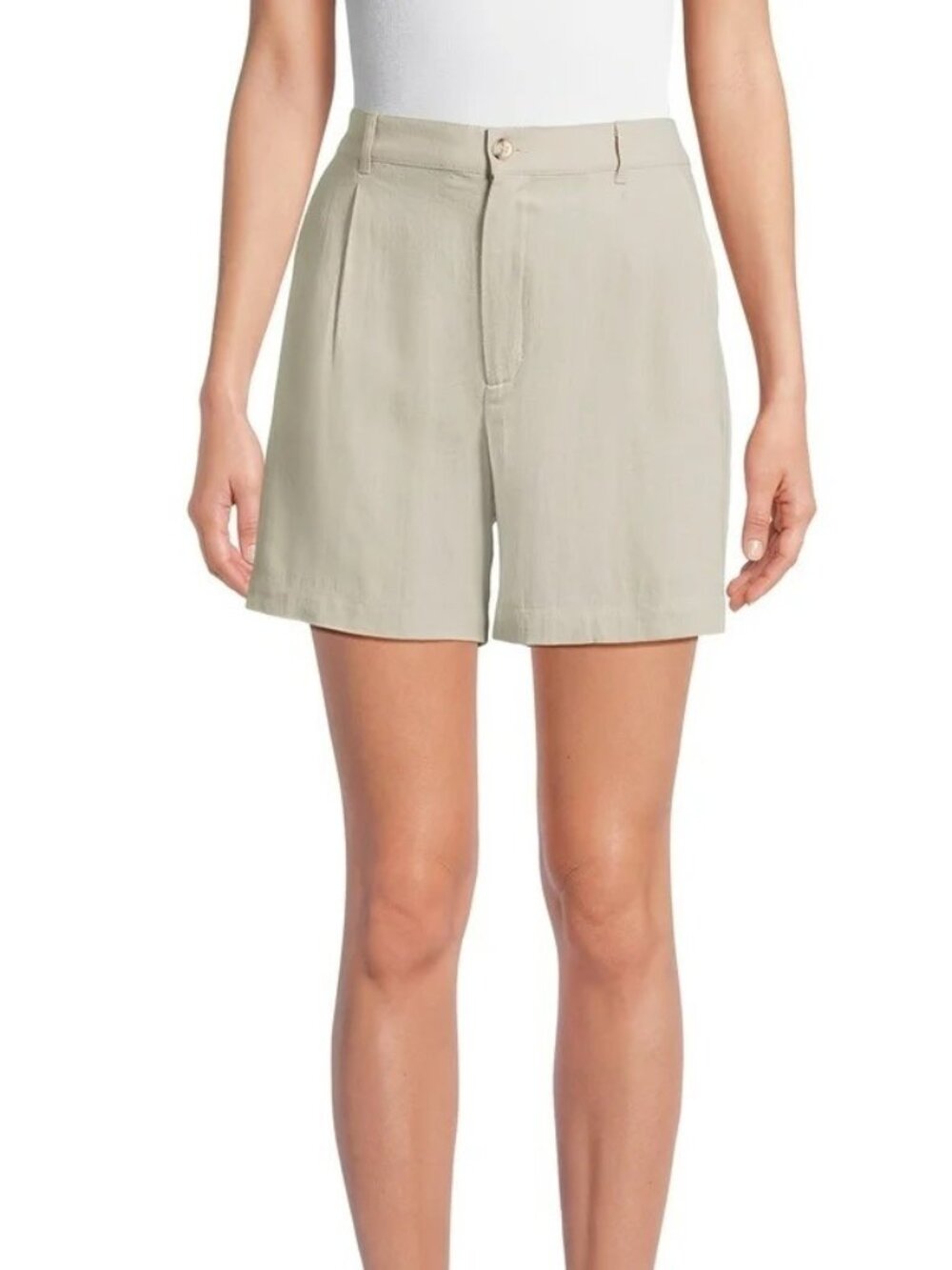 Time & Tru Brown Linen Blend Pleated Shorts Size XXL 20 Mid Rise NWOT